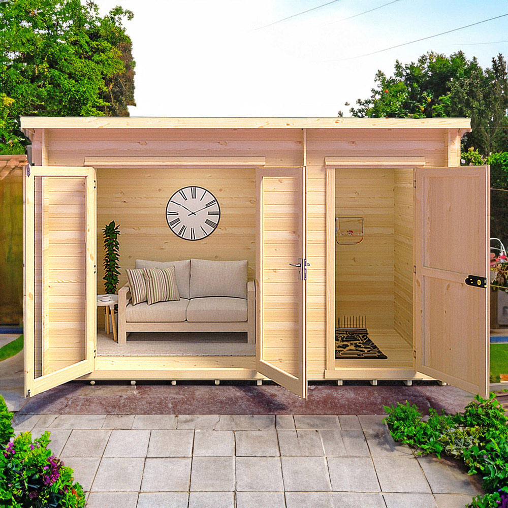 Shire Walsoken 6 x 12ft Dual-Purpose Pent Garden Log Cabin with Integral Storage Image 6