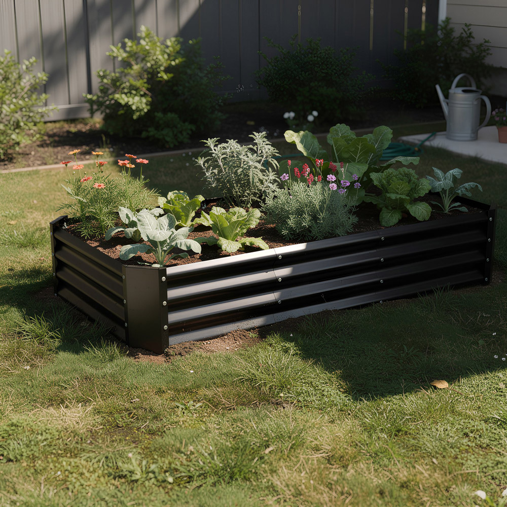 Harbour Housewares Anthracite Rectangle Galvanised Steel Raised Garden Bed 120 x 60cm Image 4