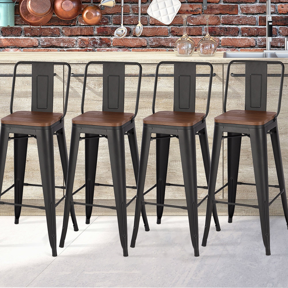 Living and Home Metal Bar Stool Set of 4 Image 1