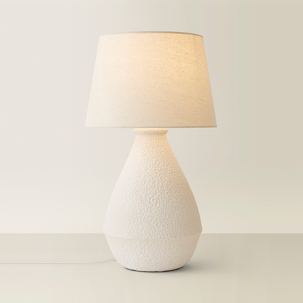 ValueLights Helena Natural Taper Shade Cream Speckled Ceramic LED Table Lamp Image 5