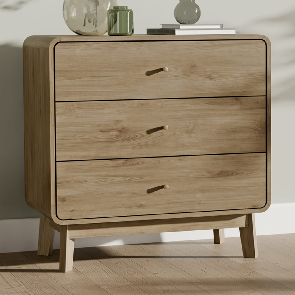 Julian Bowen Ingrid 3 Drawer Oak Chest of Drawers Image 1