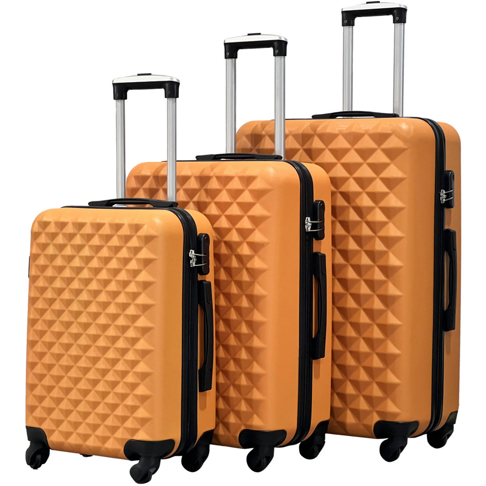 Groundlevel 4 Wheel Diamond Set of 3 Orange Luggage Suitcase Image 2