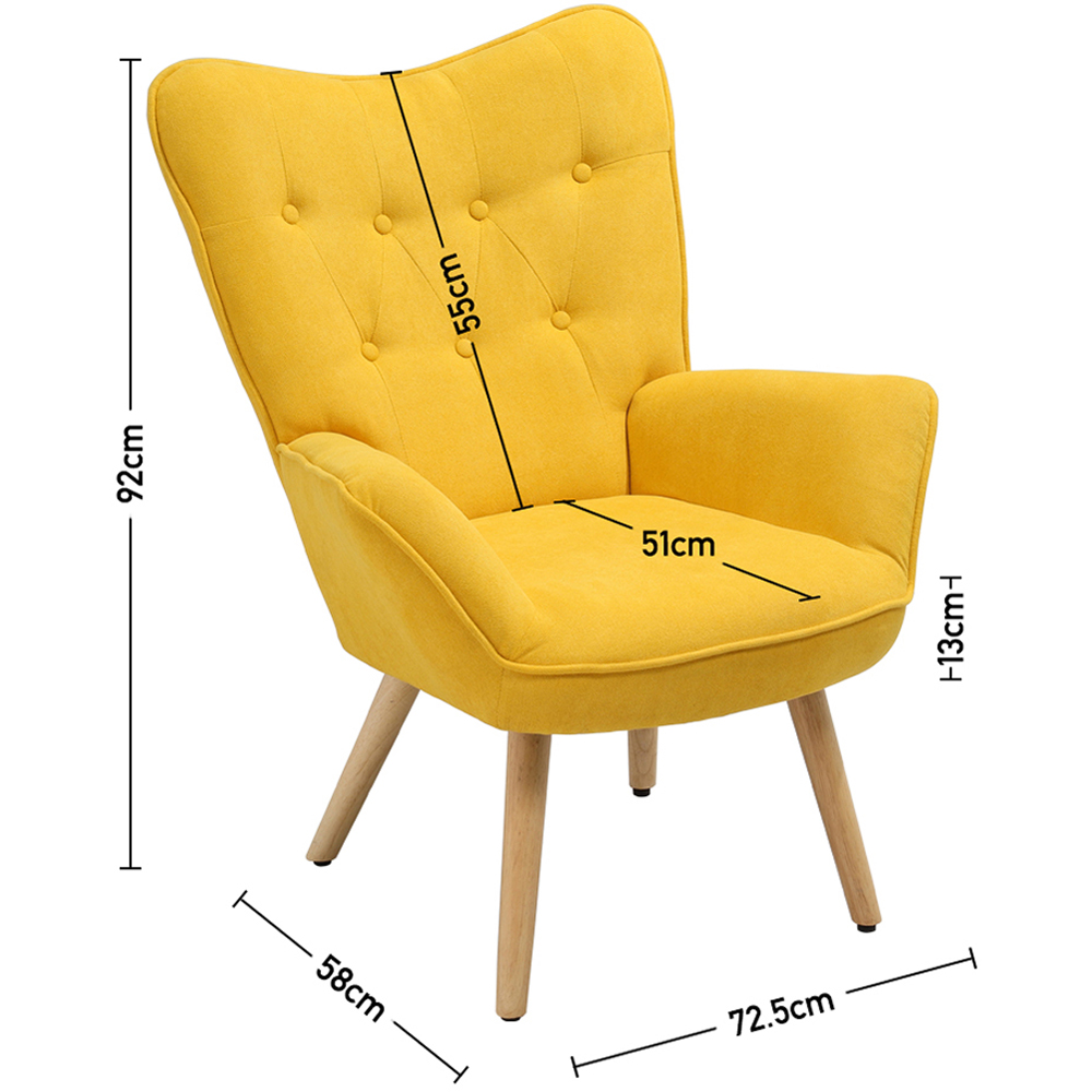 Living and Home Yellow Tufted Button Linen Armchair Image 8
