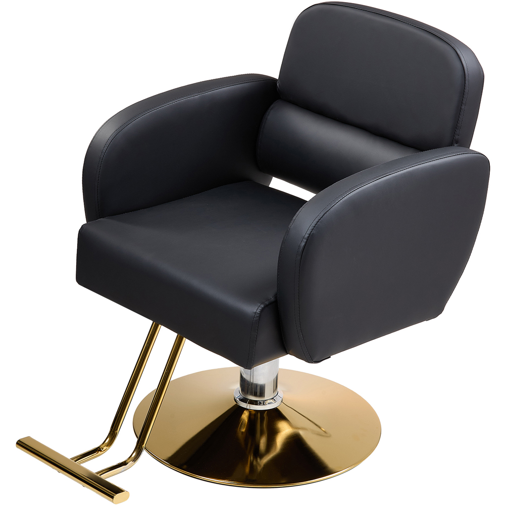 Living and Home Black and Gold Barber Chair with Hydraulic Lift and Footrest Image 2