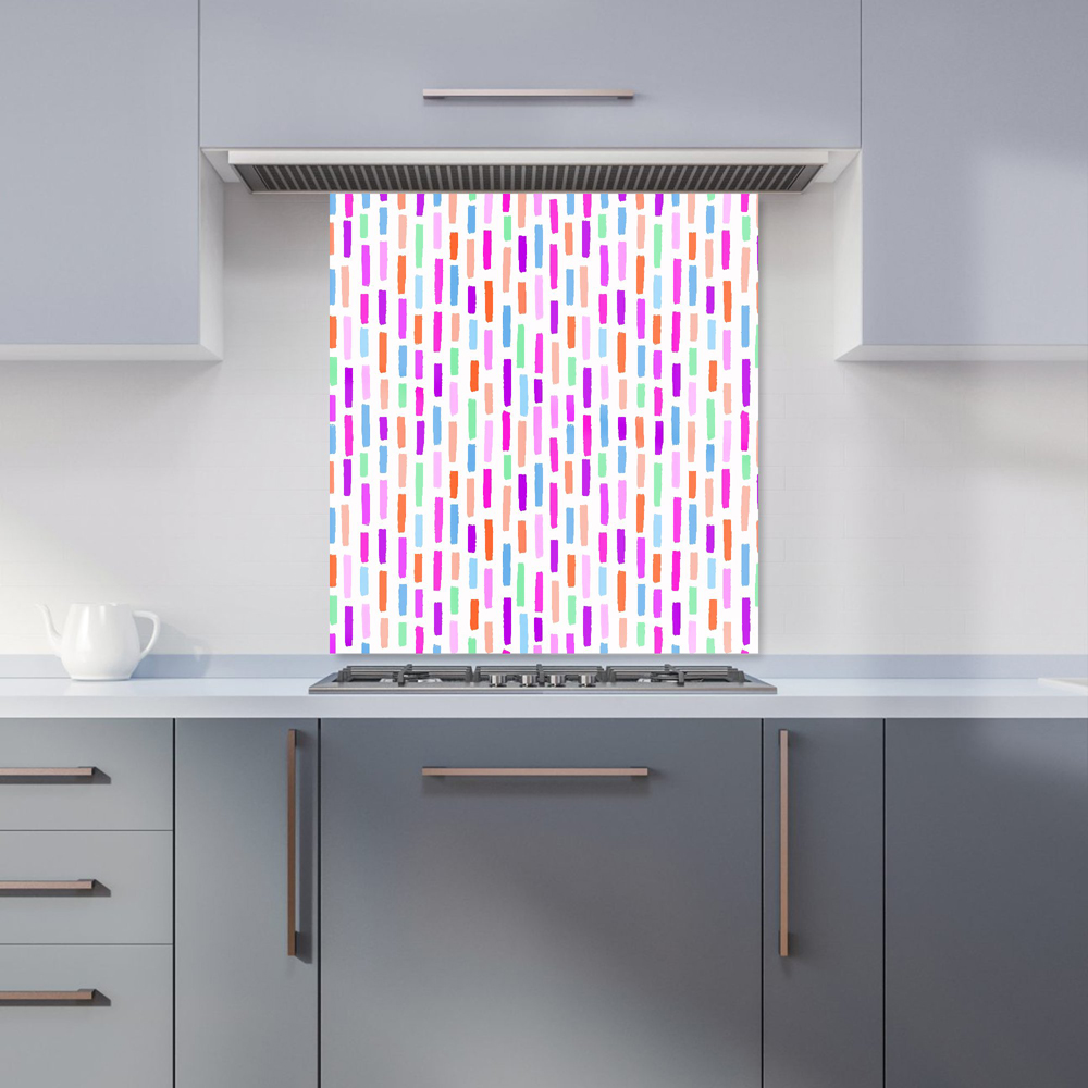Warren Reed Designer Vertical Abstract Brush Pattern Glass Kitchen Splashback 75 x 70cm Image 1