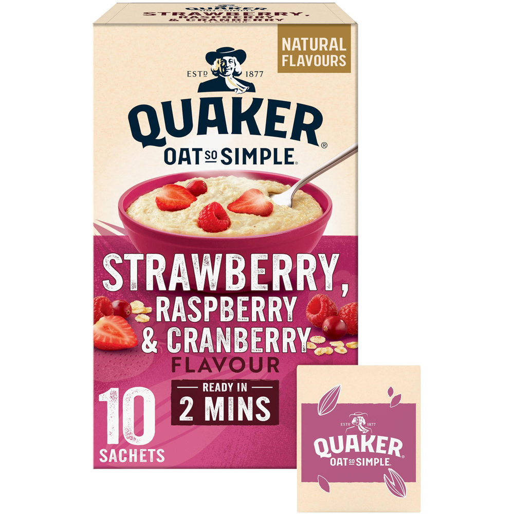 Quaker Oat So Simple Strawberry,Raspberry and Cranberry Porridge Sachets 10Pack Image
