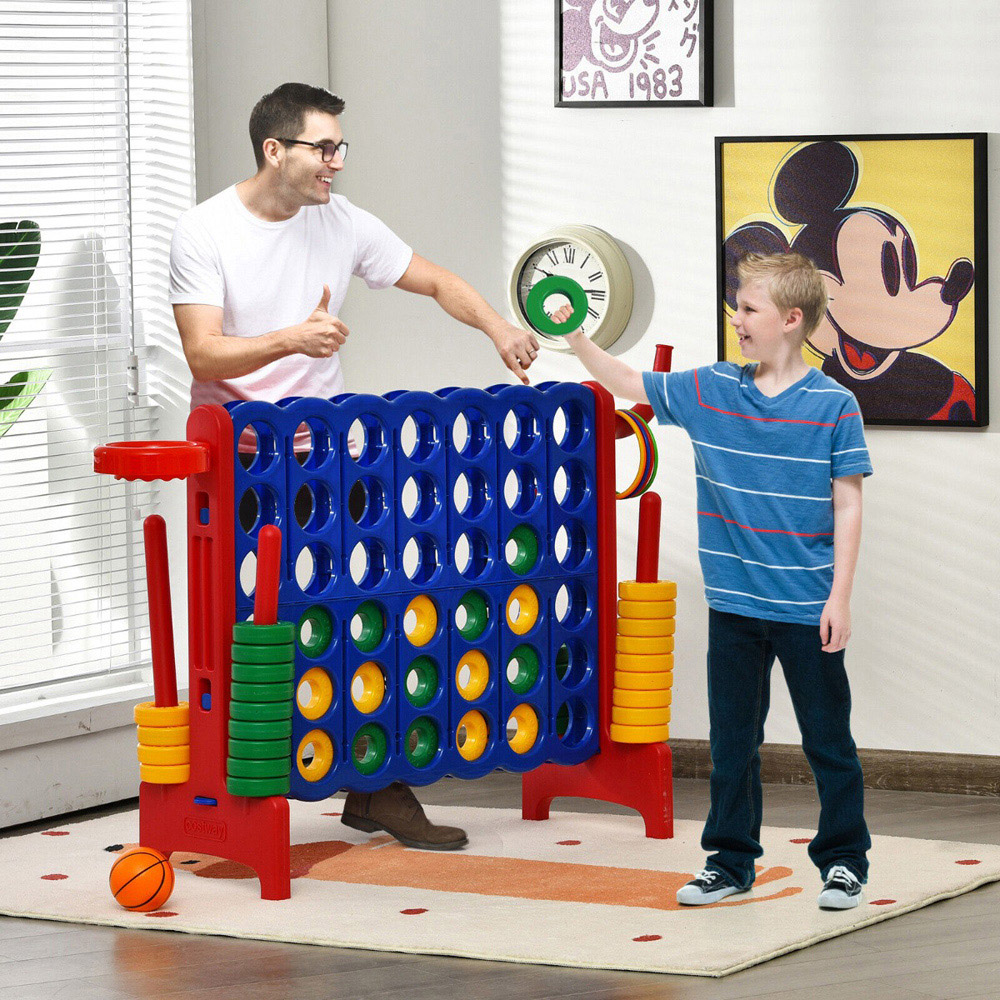 Costway Red and Blue Giant 4 In A Row Connect Game Set with 42 Rings Image 4