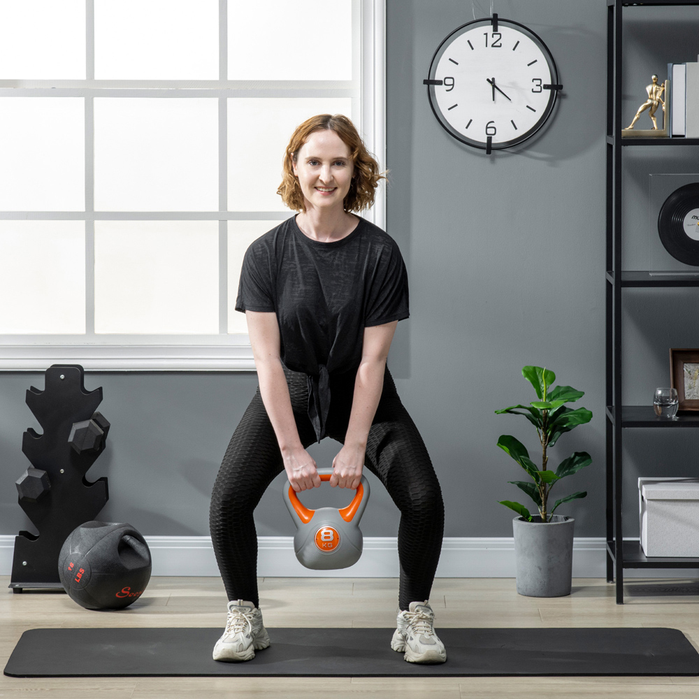 SPORTNOW Orange and Grey Kettle Bell with Handle 8kg Image 2