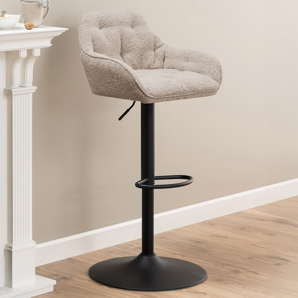 Florence Brooke Monza Beige Height Adjustable Swivel Bar Stool Set of 2 Image 1