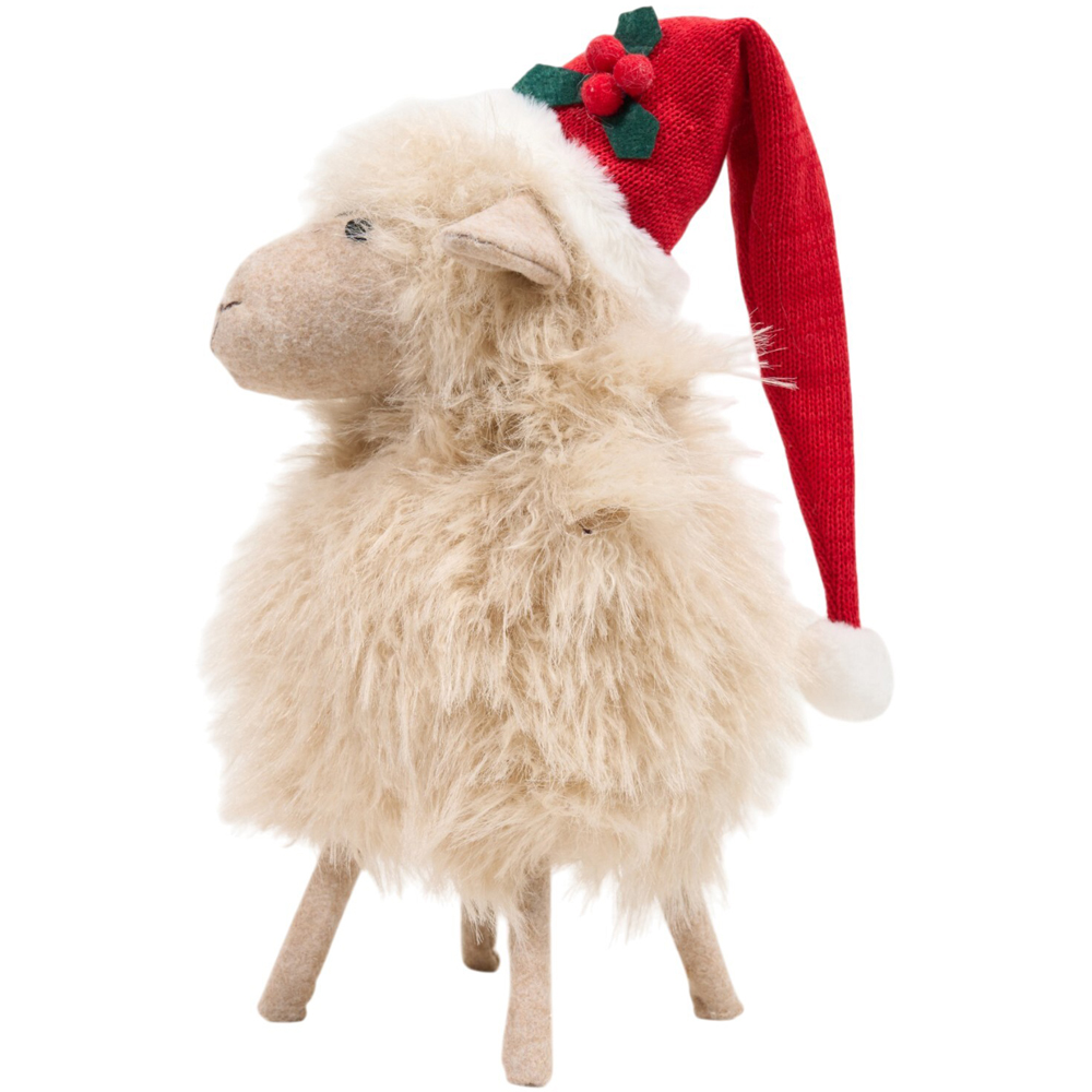 Fluffy Christmas Sheep Decoration Neutral Image 4