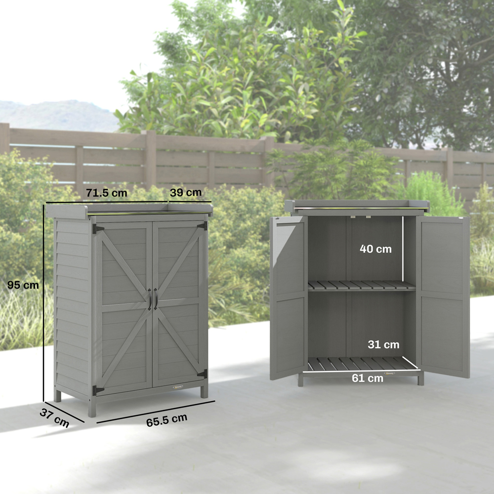 Outsunny 2.3 x 1.2ft 2 Door Grey Wooden Garden Shed Image 9