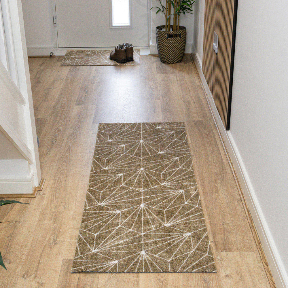 JVL Mega Brown Geo Latex Backed Door Runner 57 x 150cm Image 2