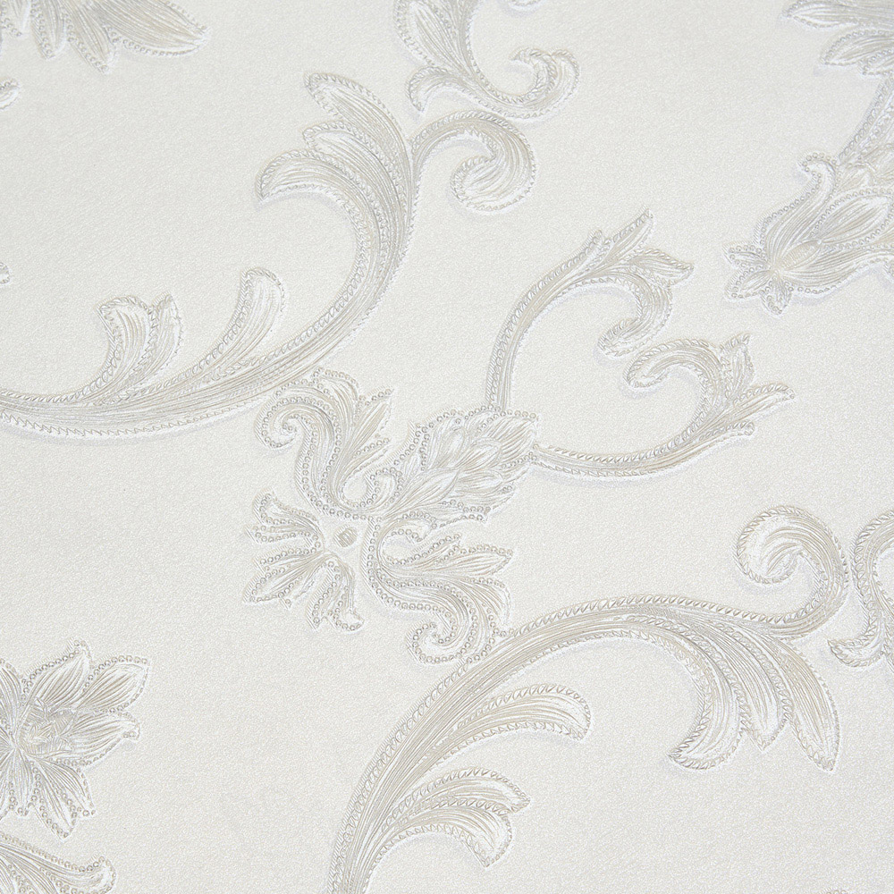Living and Home Floral Pattern Rectangle 3D Embossed Light Grey Non-Pasted Wallpaper Image 6