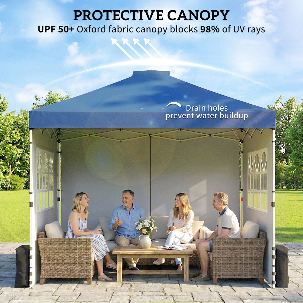 Outsunny 3 x 3m Dark Blue Pop Up Canopy Adjustable Gazebo Image 4