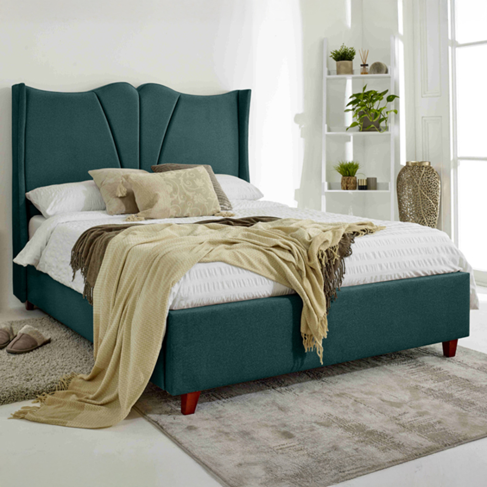 Eleganza Florentine Super King Size Green Arlington Fabric Bed with Winged Headboard Image 1