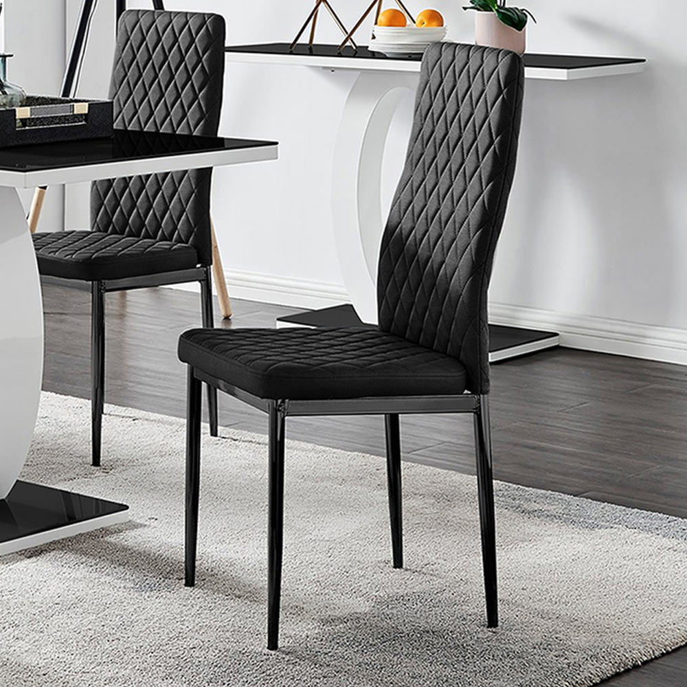 Furniturebox Lucia Valera 4 Seater Dining Set Black Gloss Image 3
