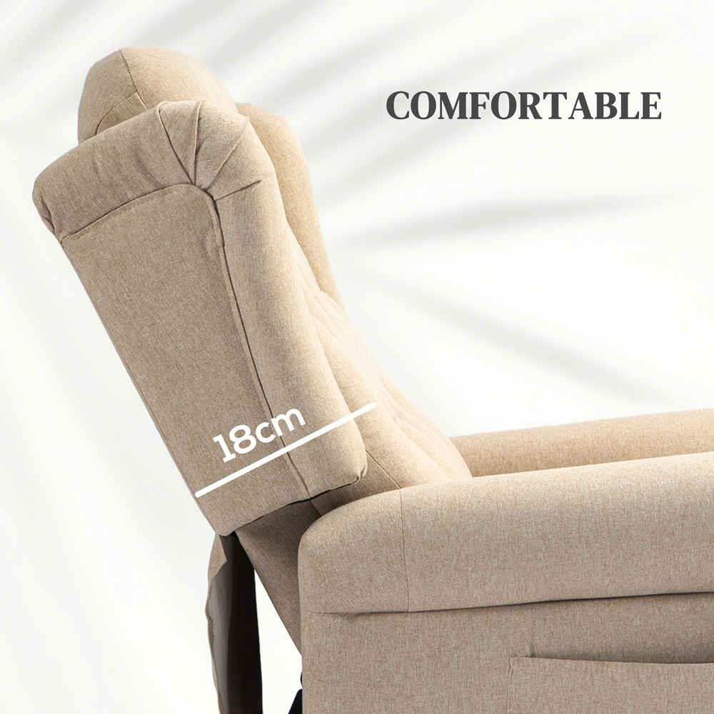 HOMCOM Beige Wingback Button Tufted Electric Power Lift Elderly Recliner Armchair Image 7