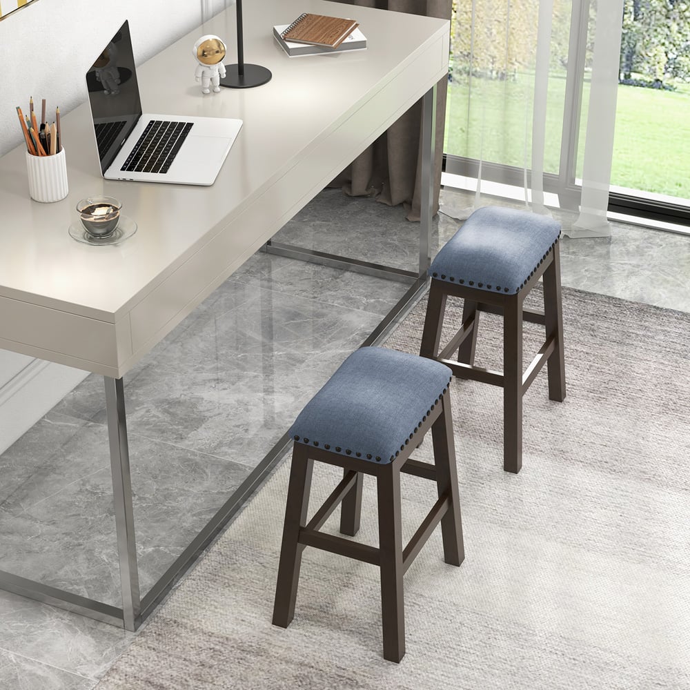 Costway Brown Padded Bar Stool Set of 2 Image 4