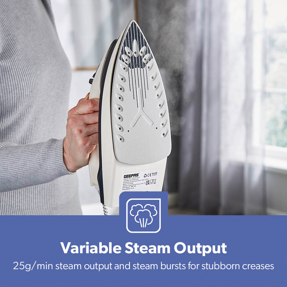 Geepas Grey Fast Heat-Up Grey Steam Iron 2200W Image 6
