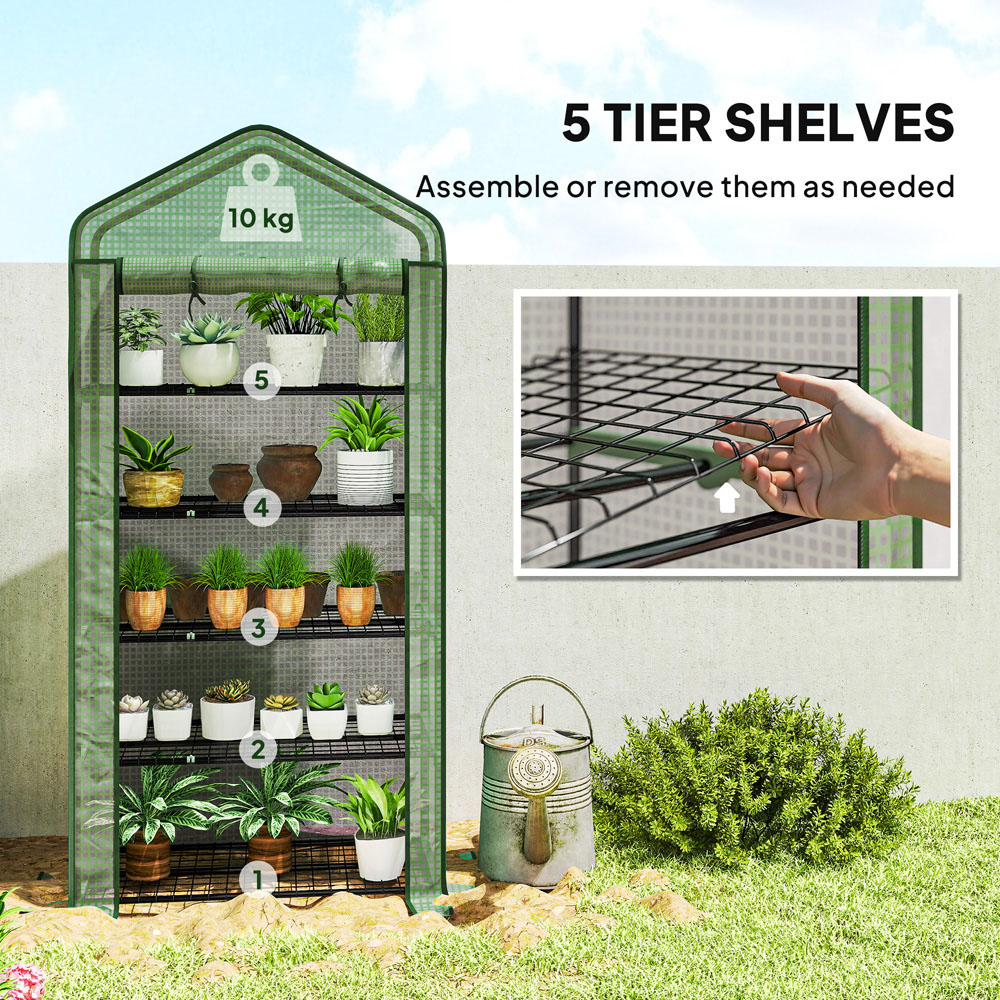 Outsunny Green PE 3 x 1.6ft 5-Tier Widened Greenhouse Image 4