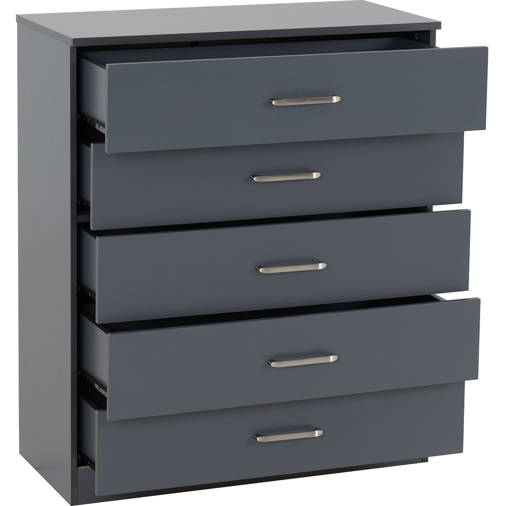 Seconique Dakota 5 Drawer Dark Grey Storage Chest Image 4