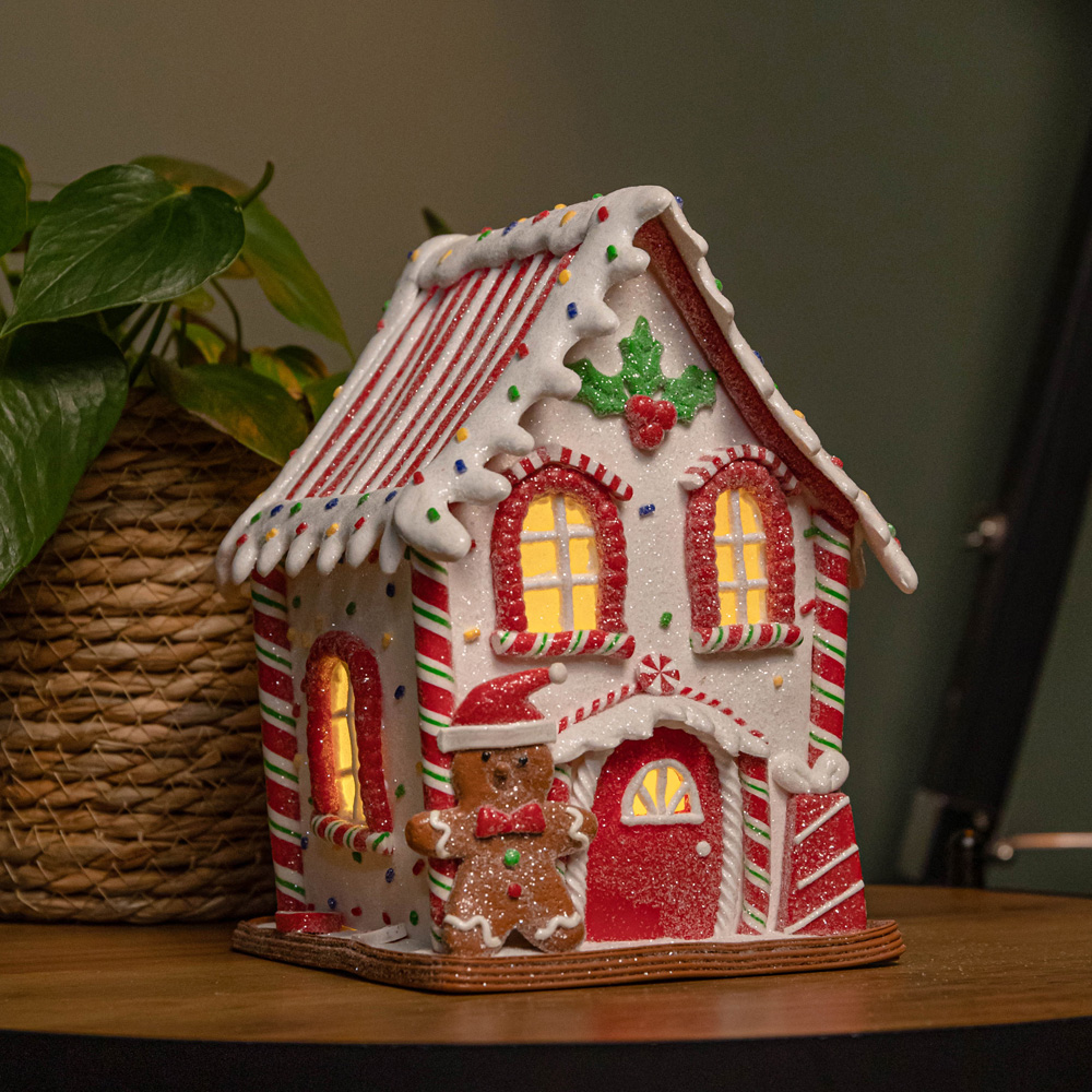 Samuel Alexander Light Up Gingerbread Candy Cabin Christmas Decoration 20cm Image 2