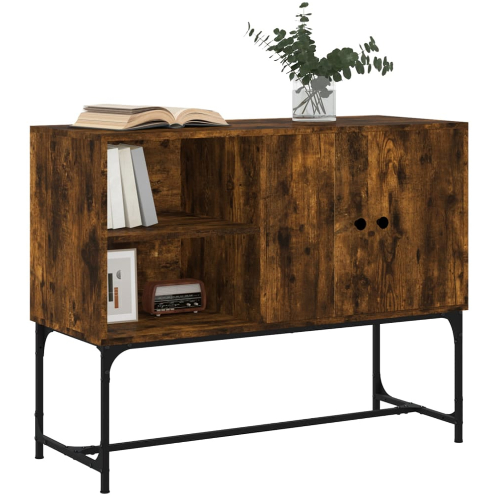 vidaXL 2 Door 2 Shelf Smoked Oak Sideboard Image 3