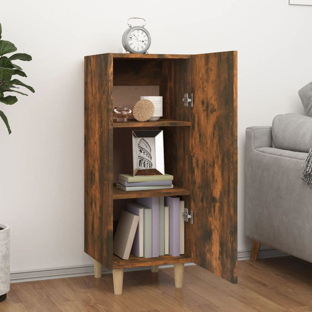 vidaXL Single Door 3 Shelf Smoked Oak Sideboard Image 3