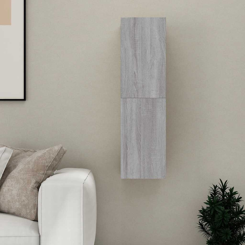 vidaXL Single Door Grey Sonoma Wall Mounted TV Cabinet Image 9