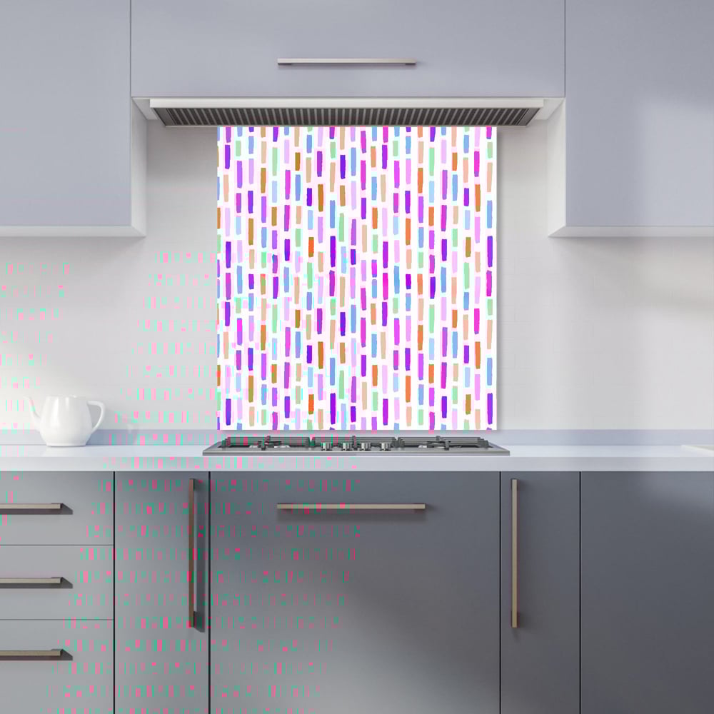 Warren Reed Designer Vertical Abstract Brush Pattern Glass Kitchen Splashback 65 x 60cm Image 1