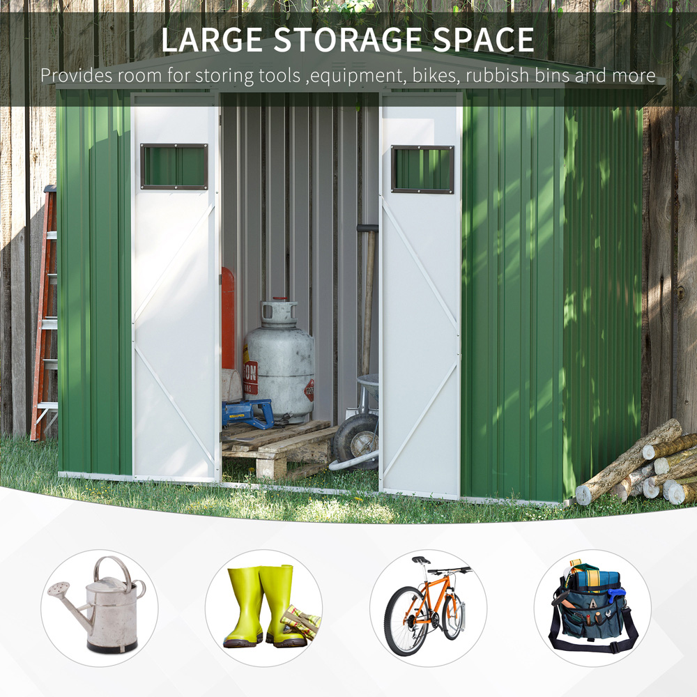 Outsunny 8 x 4ft Apex Double Lockable Door Metal Shed Image 4