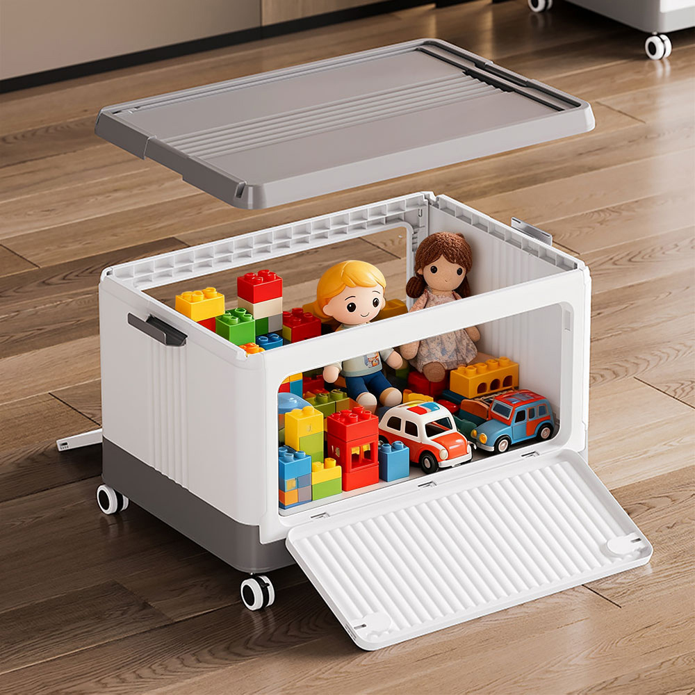 Living and Home 3 Way Access Grey Plastic Storage Box with Wheels 42 x 29cm Image 2