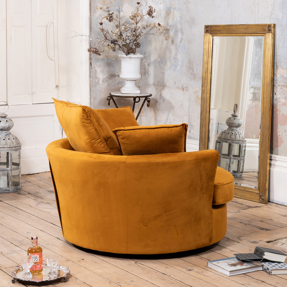 Artemis Home Havana Orange Velvet Swivel Chair Image 3