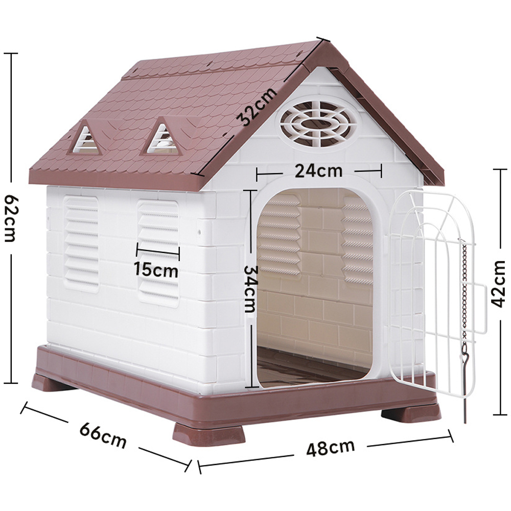 H&O Direct Brown Plastic Kennel with Wire Door 61cm Image 4
