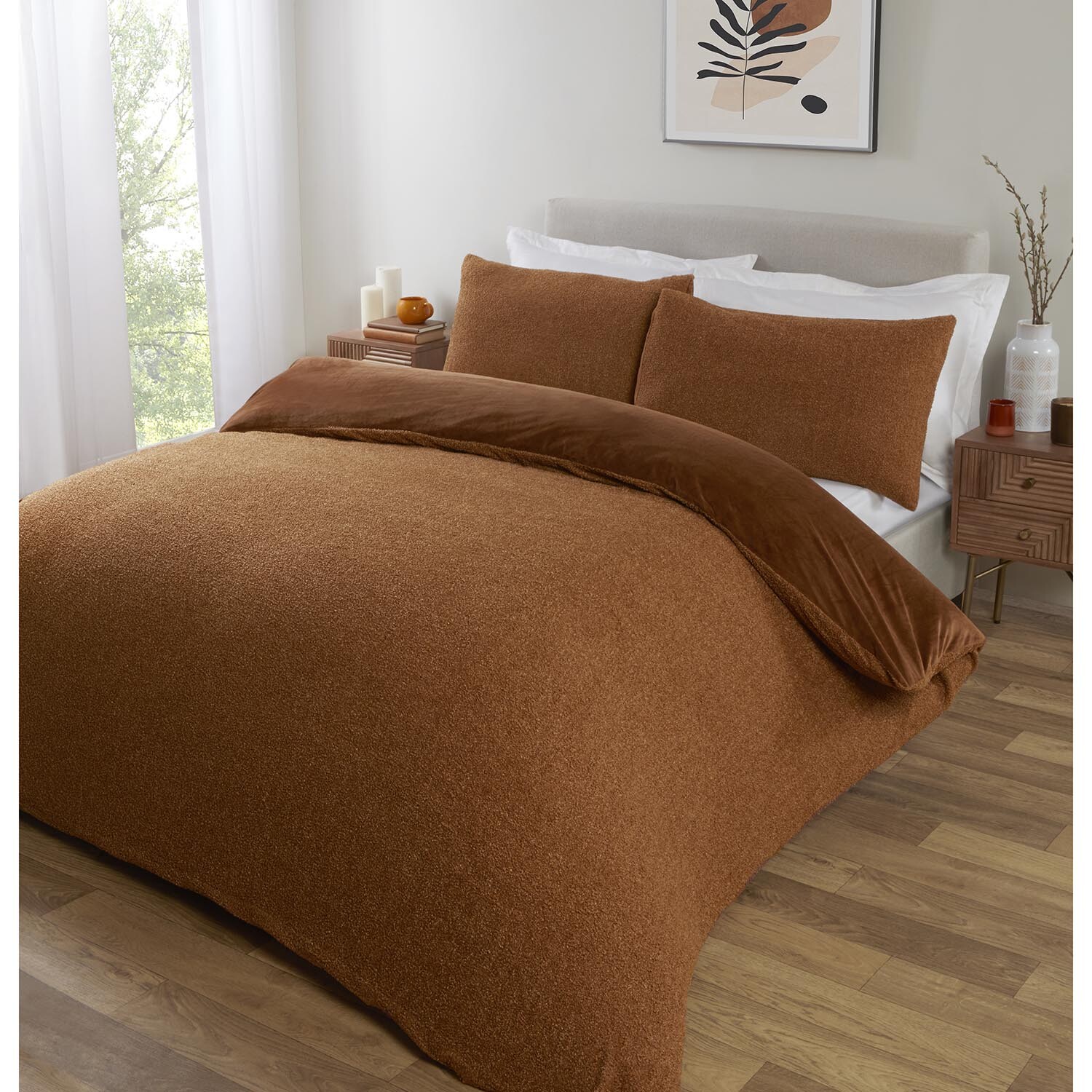 Copenhagen Boucle Duvet Cover and Pillowcase Set - Pecan / Double Image 2