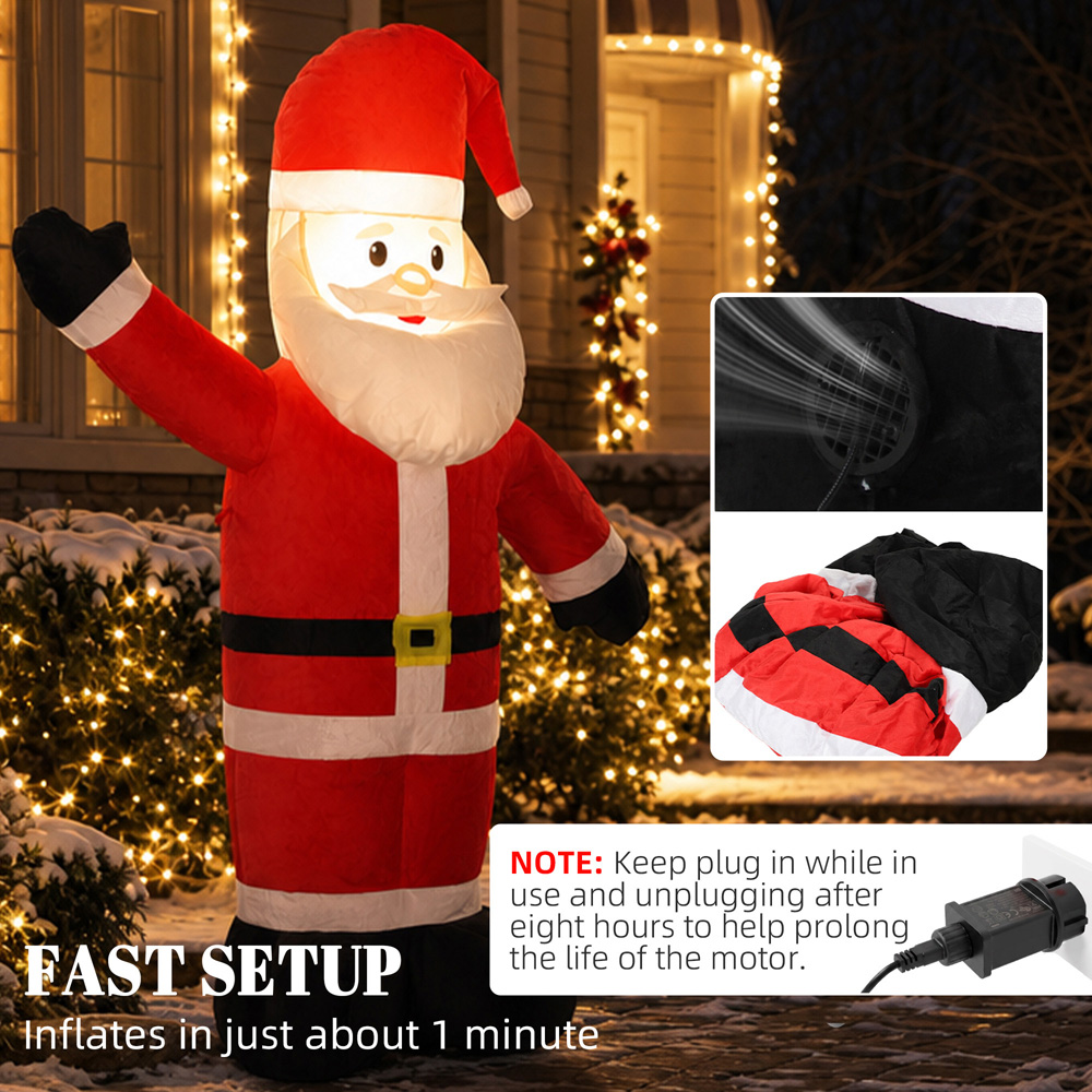 Outsunny Built-In LED Velvet Look Santa Claus Inflatable Outdoor Christmas Decoration 5ft Image 6
