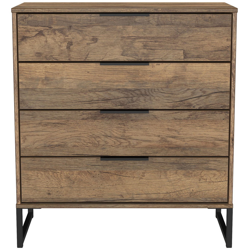 Crowndale Hong Kong 4 Drawer Vintage Oak Chest of Drawers Ready Assembled Image 3