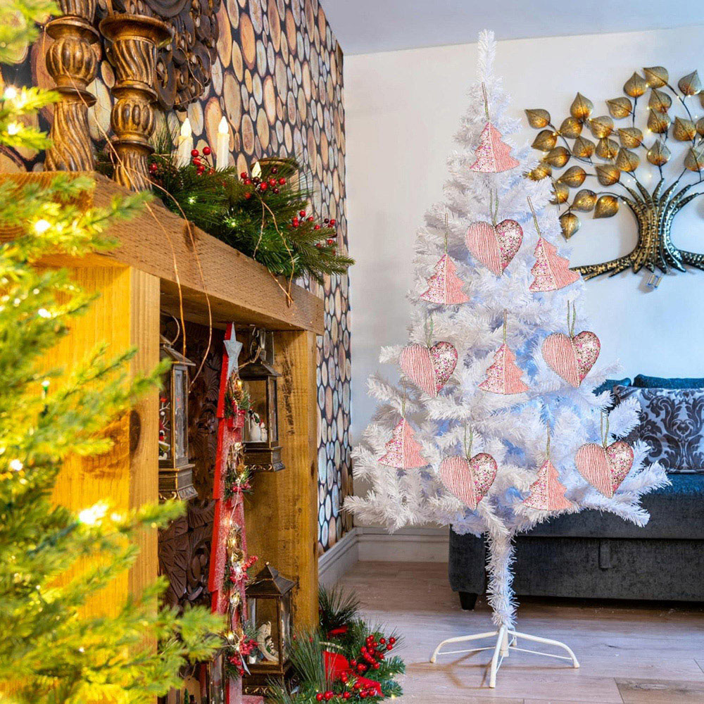 Shatchi Baby Pink Heart Hanging Christmas Decoration 3 Pack Image 2