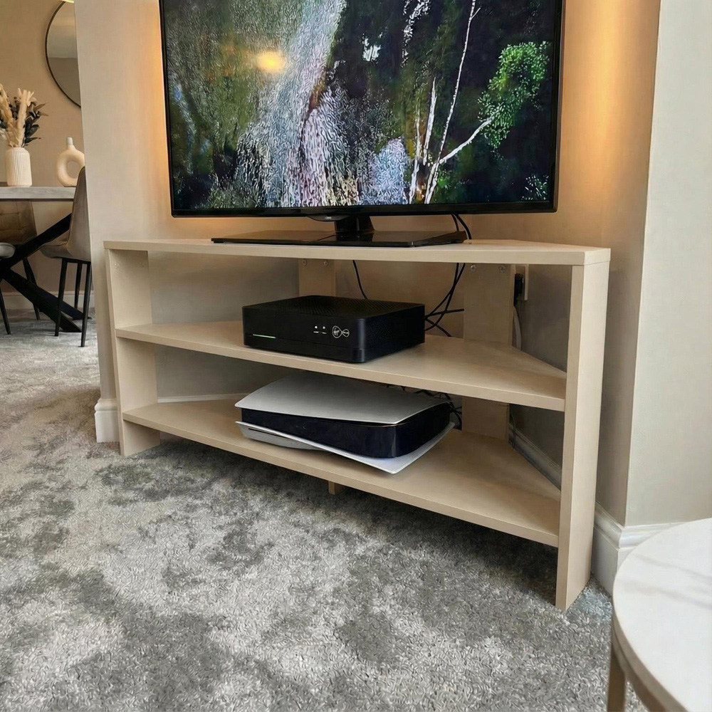 FWStyle Promo 2 Shelf Putty Corner TV Unit Image 5