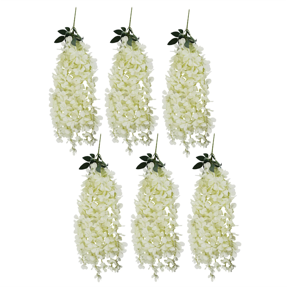 Leaf Cream Wisteria Single Stem Hanging Artificial Flower 2.6ft 6 Pack Image 1