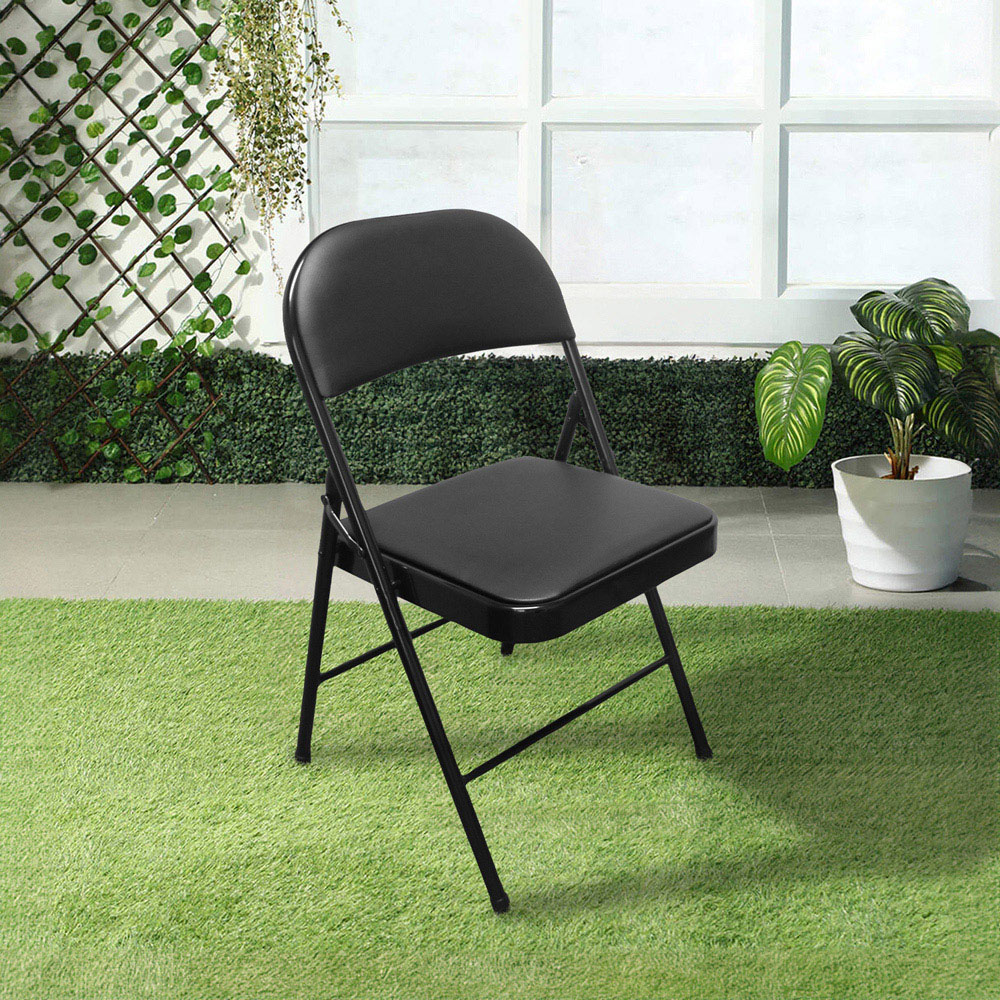 Royalford Black Padded Foldable Metal Dining Chair Image 3