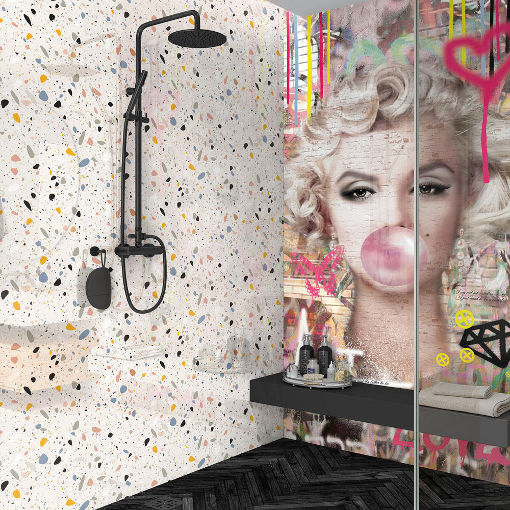 Splashbax Premium Artisan Marilyn Bubblegum Di Bond Shower Panel 2400 x 900mm Image 4