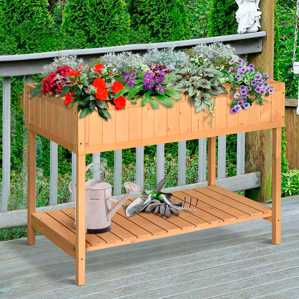 Outsunny Natural Wooden 8 Cubes Herb Planter Stand Image 2