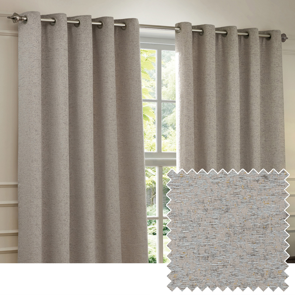 Paoletti Galaxy Silver Fully Lined Velvet Eyelet Curtains 168 x 183cm Image 6