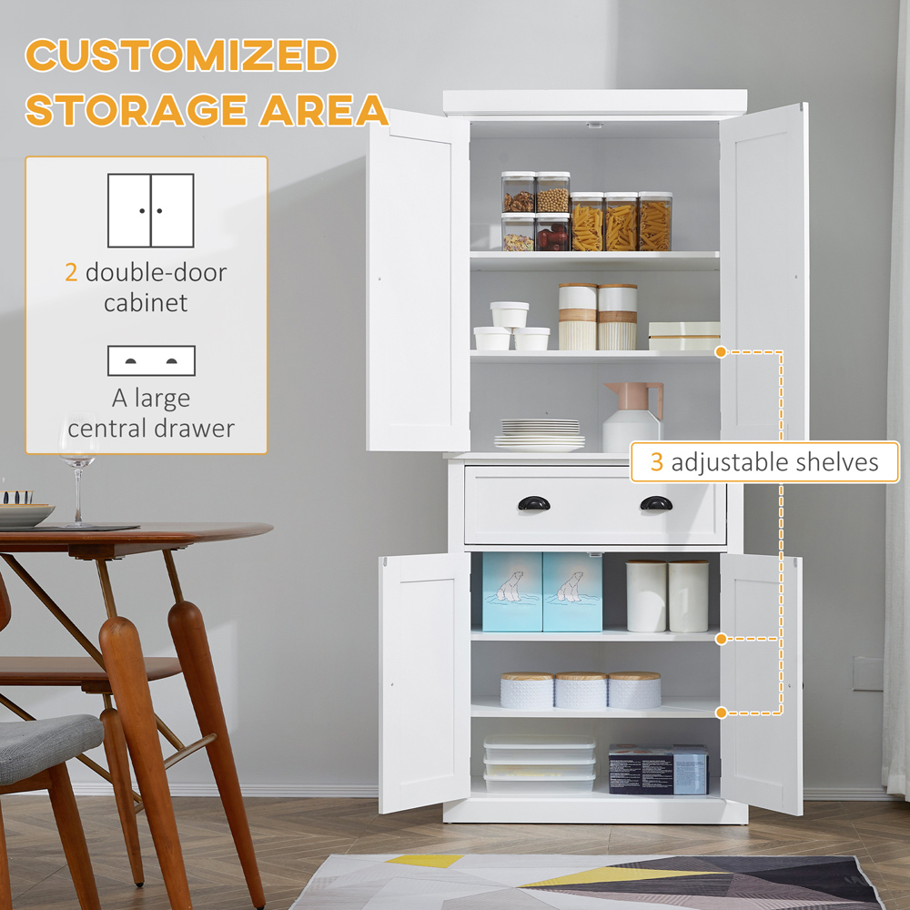 Portland 4 Door Single Drawer White Kitchen Cabinet Image 5