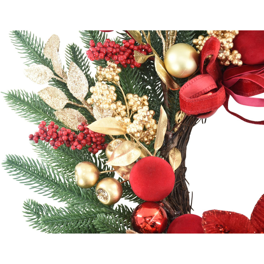 Noel Ribbon Poinsettia Wreath Image 5