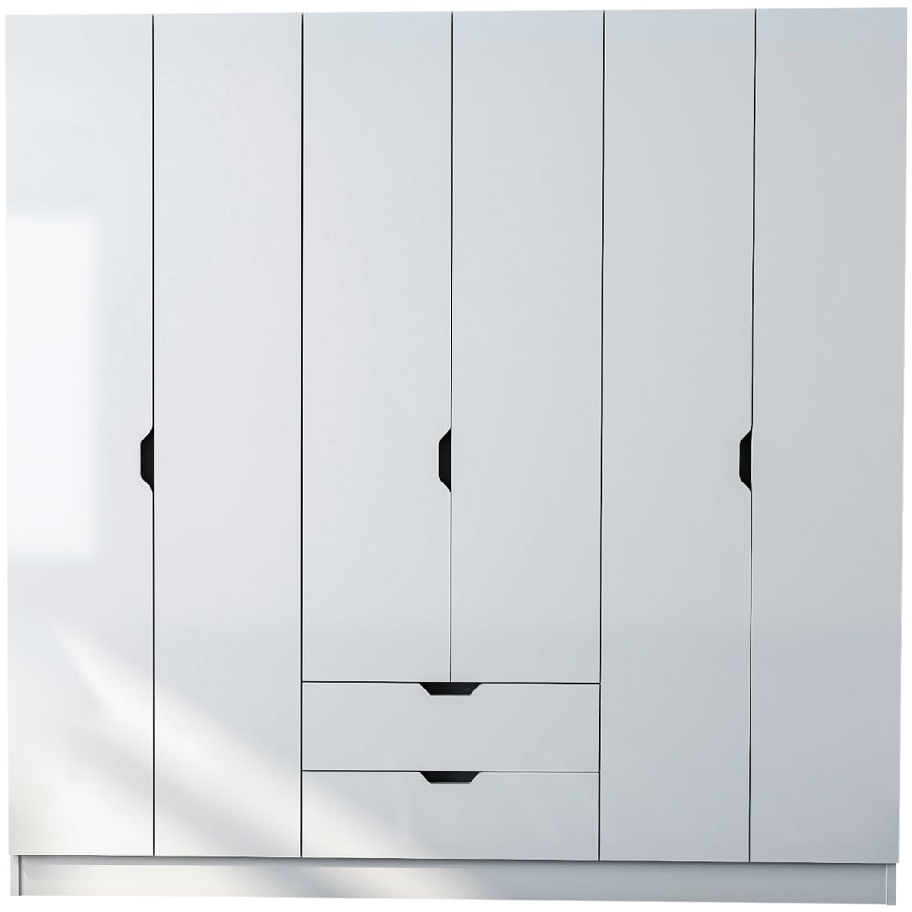 Evu Bergen 6 Door 2 Drawer White Wardrobe Image 2