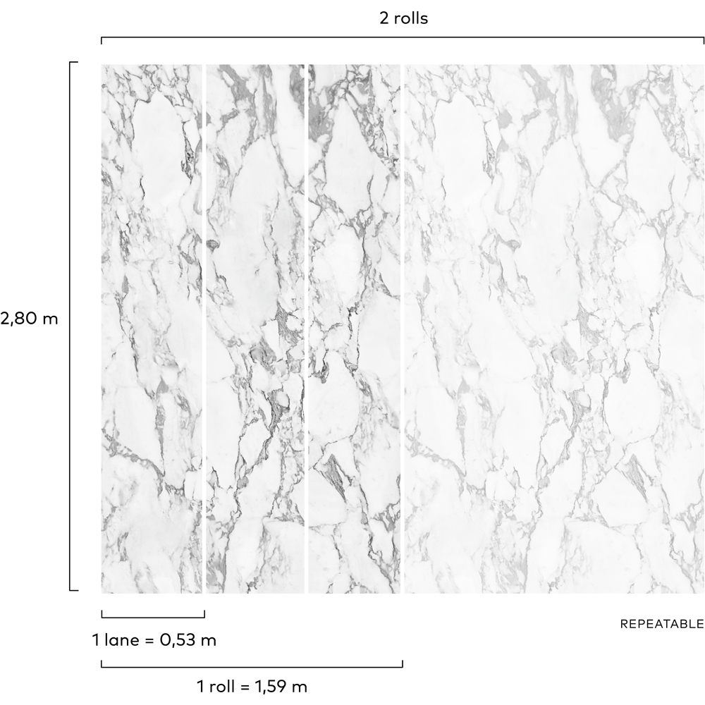 Grandeco White Marble 3 Lane Wall Mural Image 4