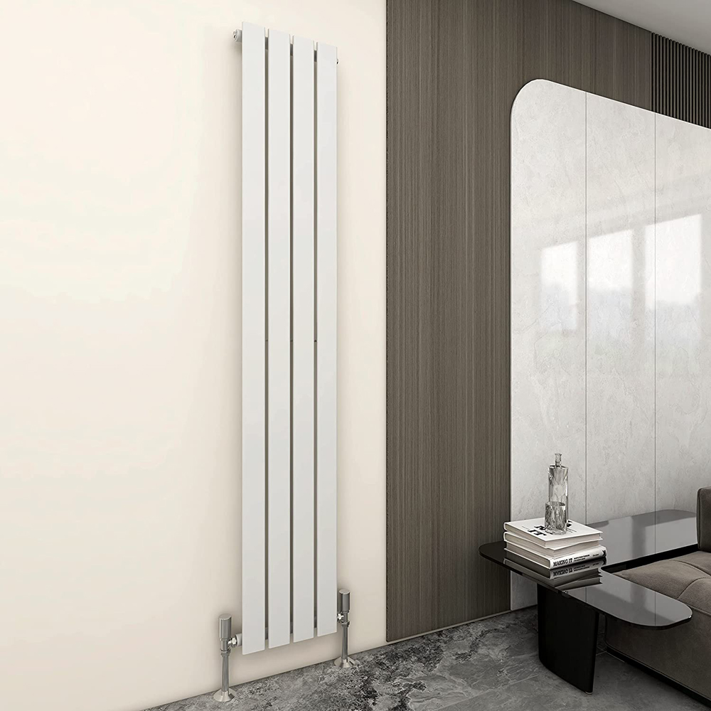 White Single Flat Panel Vertical Column Radiator 1800 x 272mm Image 2