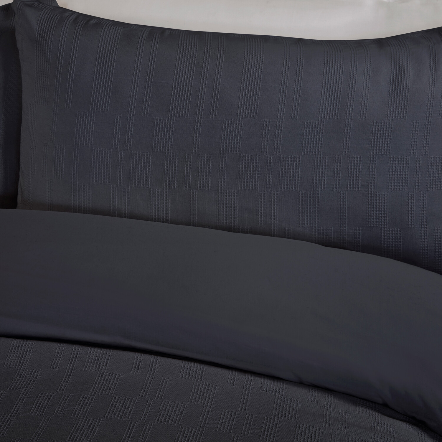 Waffle Block Duvet Set Navy King Image 3
